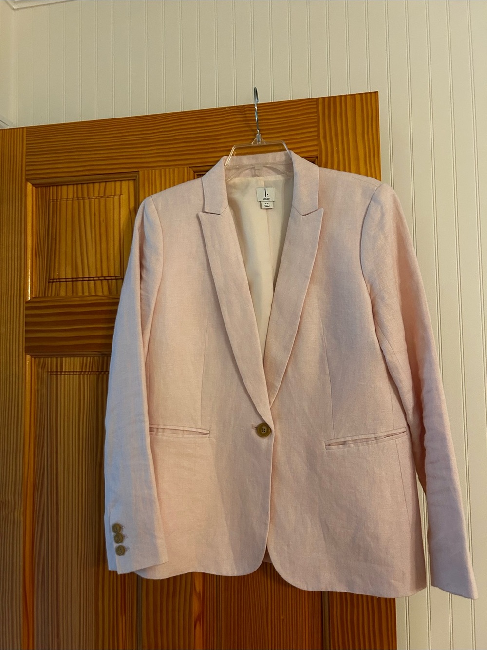 J. Crew Light Pink Linen-Blend Single-Button Blazer